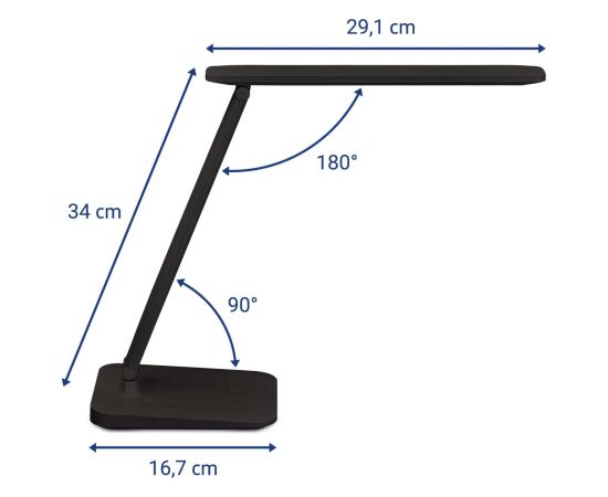 Uzlādējama LED galda lampa MAUL Sally, ar gaismas regulēšanu, melna Biroja galda lampas