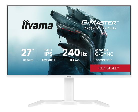Iiyama G-MASTER GB2771HSU-W1 (68.6 cm (27 inches), white (matt), FullHD, Fast-IPS, HDMI, DP, G-Sync comp., USB hub, 240Hz panel) Телевизоры