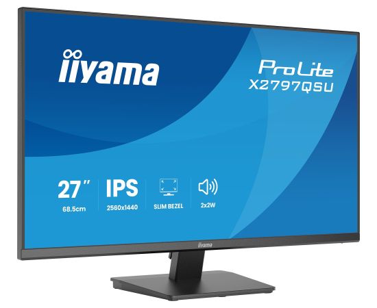 Iiyama ProLite X2797QSU-B1 (68.5 cm (27 inches), black (matt), QHD, IPS, HDMI, DP, USB hub, speakers) Monitori