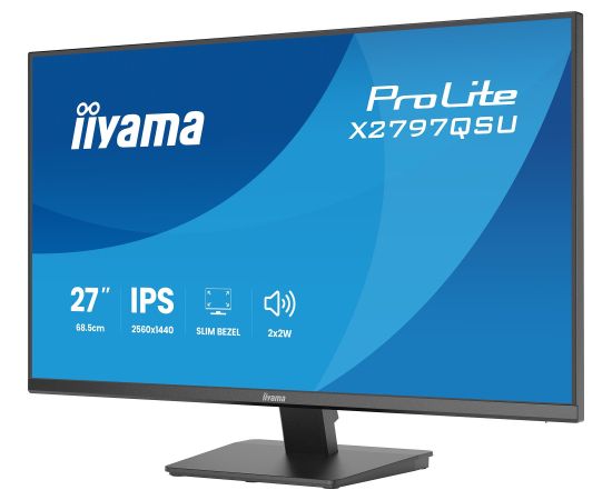 Iiyama ProLite X2797QSU-B1 (68.5 cm (27 inches), black (matt), QHD, IPS, HDMI, DP, USB hub, speakers) Monitori