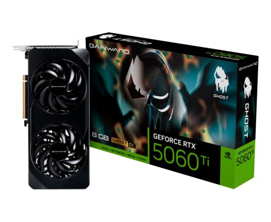Gainward GeForce RTX 5060 Ti Ghost OC 8GB (DLSS 4, 3x DisplayPort, 1x HDMI 2.1) Grafiskās video kartes