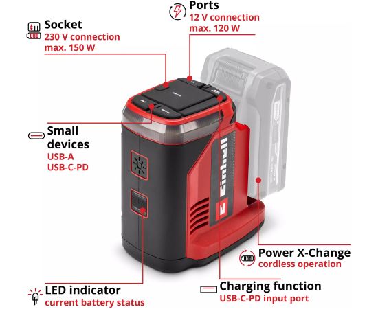Einhell battery energy station TE-ES 18/150/1 Li-C-Solo (black/red) Новинки Для дома и сада 