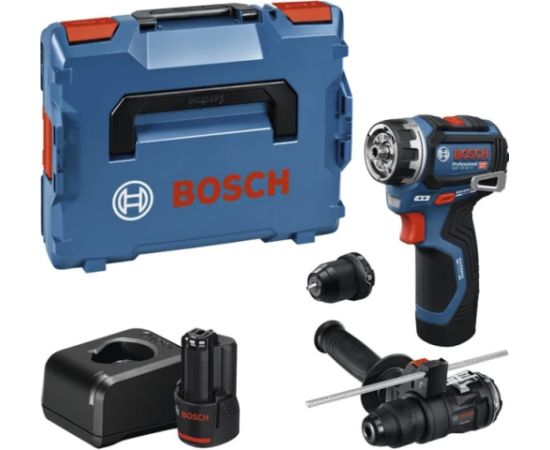 Bosch Powertools cordless drill/driver GSR 12V-32 FC Professional, 12Volt (blue/black, 2x Li-ion battery 2.0Ah, L-BOXX, metal drill chuck attachment, hammer drill attachment) Новинки Для дома и сада 