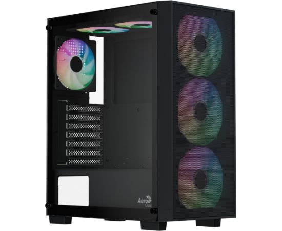 Aerocool B509A Flow-G-BK-v1, with power supply Aero 650 (black, tempered glass) Datoru korpusi