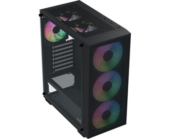 Aerocool B509A Flow-G-BK-v1, with power supply Aero 650 (black, tempered glass) Datoru korpusi