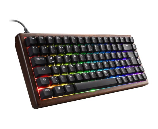 Sharkoon SKILLER SGK50 S3 Wood PBT (wood/black, US layout, Gateron G Pro 3.0 Yellow) Klaviatūras