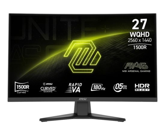 MSI MAG 275CQFDE E18 (68.6 cm (27 inches), black, QHD, Rapid-VA, Curved, HD-Ready, 180Hz panel) Monitori