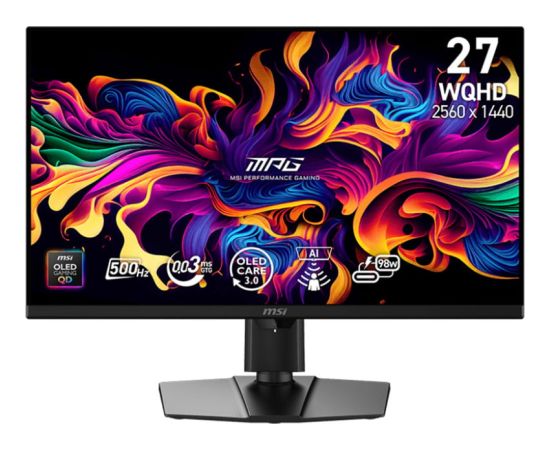 MSI MPG 271QRDE QD-OLED X50 (67.3 cm (26.5 inches), black, WQHD, HDMI, DP, USB-C, 500Hz panel) Monitori