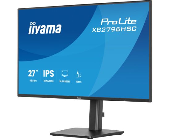 Iiyama ProLite XB2796HSC-B1 (68.6 cm (27 inches), black (matte), FullHD, IPS, HDMI, DP, USB-C, USB hub, 144Hz panel) Monitori