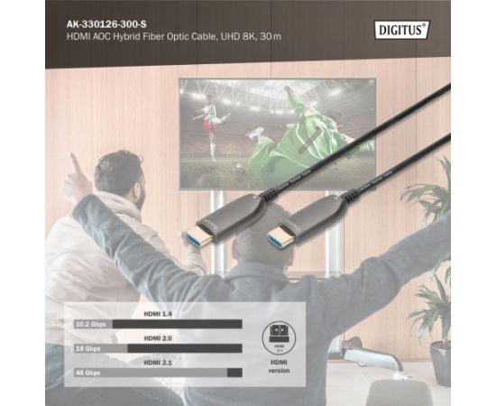 Digitus HDMI AOC Hybrid Fiber Optic Cable, UHD 8K (black, 30 meters) Dažādi vadi