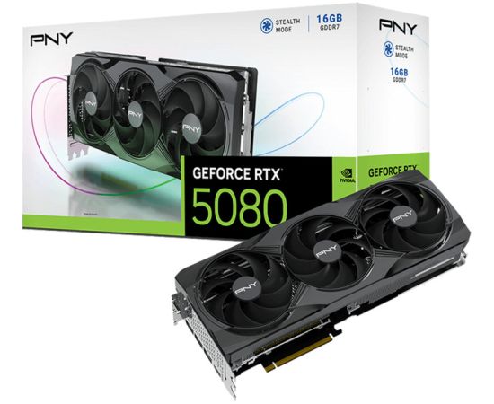 Pny Technologies PNY GeForce RTX 5080 OC, graphics card DLSS 4, 3x DisplayPort, 1x HDMI 2.1 Grafiskās video kartes