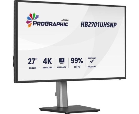 iiyama ProGraphic HB2701UHSNP-B1, LED monitor - 27 - black (matt), UltraHD/4K, IPS, HDMI, DP, USB-C, USB hub Monitori