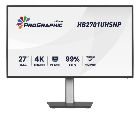 iiyama ProGraphic HB2701UHSNP-B1, LED monitor - 27 - black (matt), UltraHD/4K, IPS, HDMI, DP, USB-C, USB hub Monitori