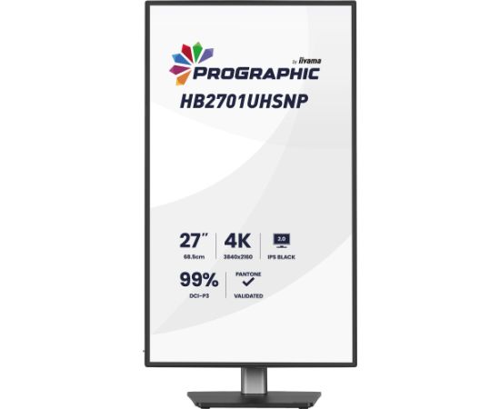 iiyama ProGraphic HB2701UHSNP-B1, LED monitor - 27 - black (matt), UltraHD/4K, IPS, HDMI, DP, USB-C, USB hub Monitori