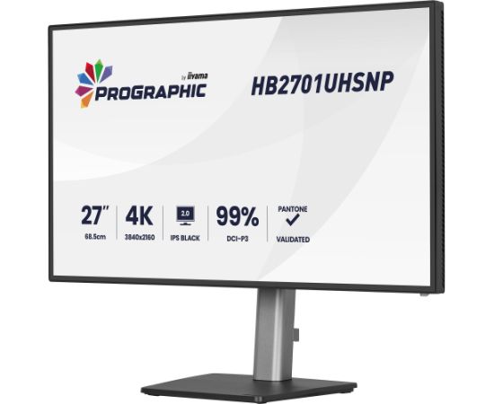 iiyama ProGraphic HB2701UHSNP-B1, LED monitor - 27 - black (matt), UltraHD/4K, IPS, HDMI, DP, USB-C, USB hub Monitori