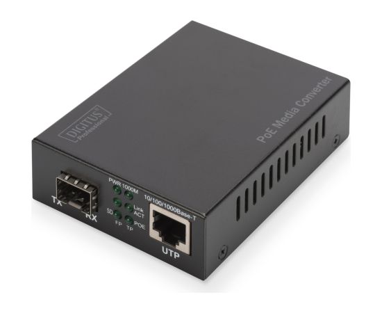 Digitus Gigabit PoE media converter, RJ45 / SFP, PSE black Tīkla vadi