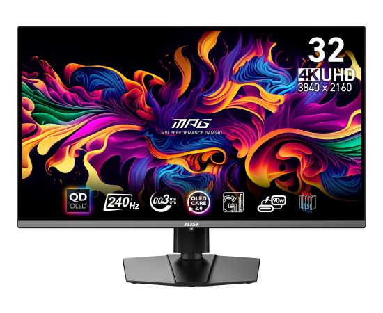 MSI MPG 321URXDE QD-OLED, gaming monitor - 31.5 - black, UltraHD/4K, QD-OLED, Adaptive-Sync, USB-C, 240Hz panel Monitori