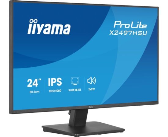 iiyama ProLite X2497HSU-B1, LED monitor - 23.8 - black (matte), FullHD, IPS, HDMI, DP, USB hub, speakers, 120Hz panel Monitori