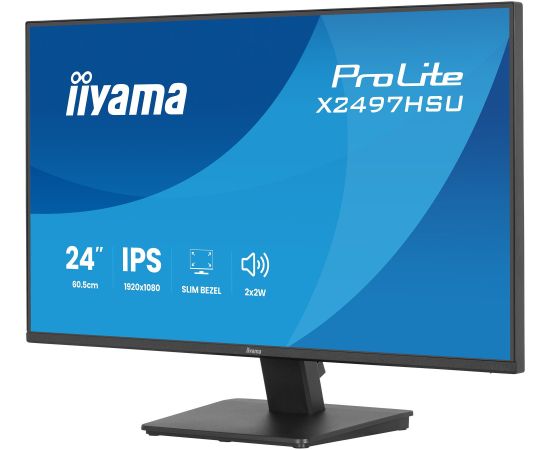 iiyama ProLite X2497HSU-B1, LED monitor - 23.8 - black (matte), FullHD, IPS, HDMI, DP, USB hub, speakers, 120Hz panel Monitori