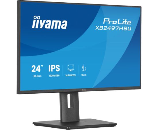 iiyama ProLite XB2497HSU-B1, LED monitor - 23.8 - black (matte), FullHD, IPS, HDMI, DP, USB hub, extended stand, 120Hz panel Monitori