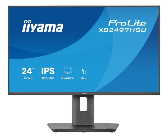 iiyama ProLite XB2497HSU-B1, LED monitor - 23.8 - black (matte), FullHD, IPS, HDMI, DP, USB hub, extended stand, 120Hz panel Monitori