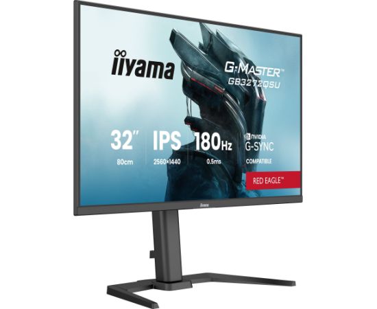 iiyama G-Master GB3272QSU-B1 Red Eagle, gaming monitor - 31.5 - black (matt), QHD, IPS, HDMI, DP, G-Sync compatibility, 180Hz panel Monitori