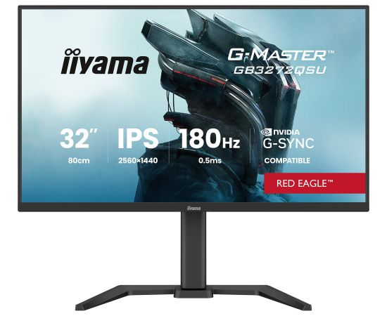iiyama G-Master GB3272QSU-B1 Red Eagle, gaming monitor - 31.5 - black (matt), QHD, IPS, HDMI, DP, G-Sync compatibility, 180Hz panel Monitori