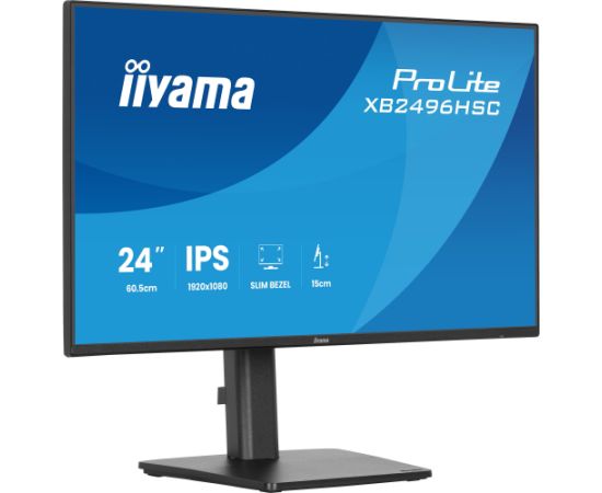 iiyama ProLite XB2496HSC-B1, LED monitor - 24 - black (matt), FullHD, IPS, HDMI, DP, USB-C, USB hub, 144Hz panel Monitori