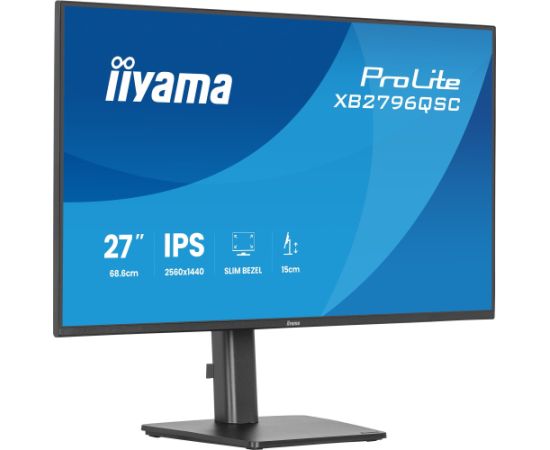 iiyama ProLite XB2796QSC-B1, LED monitor - 27 - black (matte), QHD, IPS, HDMI, DP, USB-C, USB hub Monitori