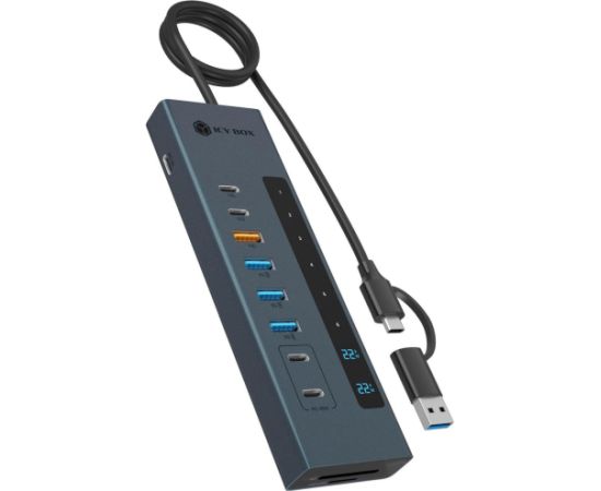 Raidsonic ICY BOX IB-HUB1742CR-C2PD, docking station light blue, USB-A, USB-C, SD, microSD Новинки Компьютерная техника