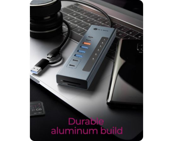 Raidsonic ICY BOX IB-HUB1742CR-C2PD, docking station light blue, USB-A, USB-C, SD, microSD Новинки Компьютерная техника