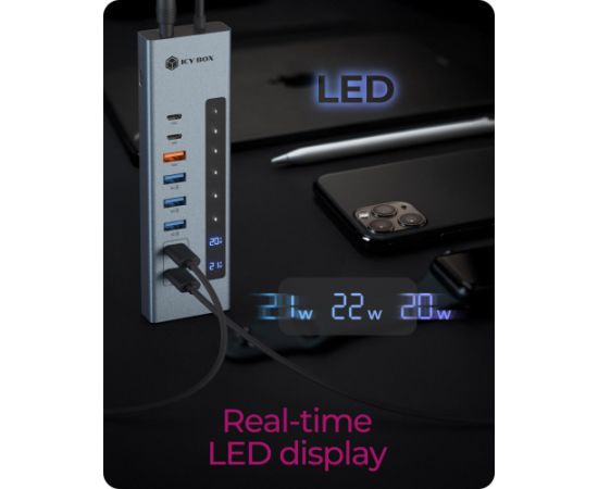 Raidsonic ICY BOX IB-HUB1742CR-C2PD, docking station light blue, USB-A, USB-C, SD, microSD Новинки Компьютерная техника