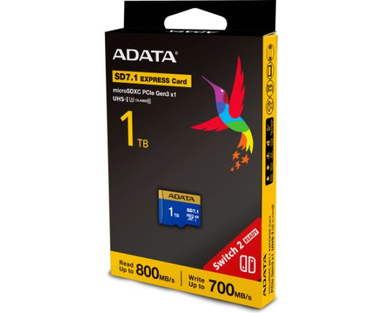 ADATA Premier Extreme microSDXC SD7.1 1 TB, blue/yellow memory card, SD7.1 Express, UHS-I U3, Class 10, V30, Nintendo Switch 2 Ready Новинки Компьютерная техника