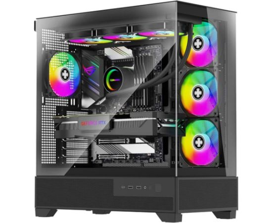 Xilence Flare X909.ARGB, Tower Case Black, Tempered Glass x 2 Datoru korpusi