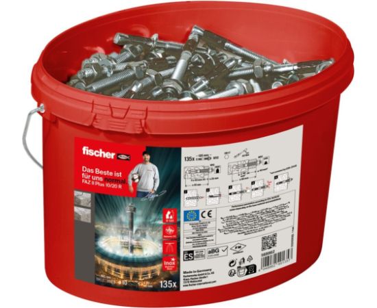 fischer bolt anchor FAZ II Plus 10/20 R in bucket, stainless steel dowel, 135 pieces Новинки Для дома и сада 