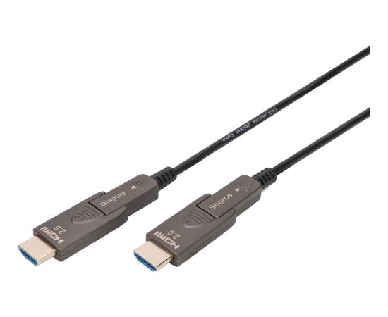 Digitus HDMI / Micro HDMI AOC Hybrid Fiber Optic Cable, UHD 4K Black, 20 Meters, Detachable Connectors Dažādi vadi