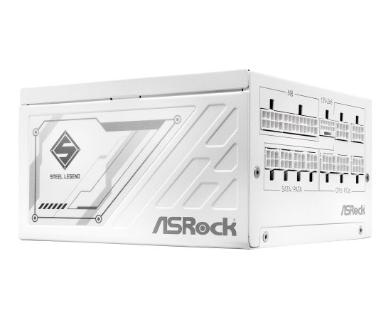 ASRock Steel Legend SL-1000GW, PC power supply white, 1x 12-pin high power GPU, 3x PCIe, cable management, 1000 watts Datoru barošanas bloki