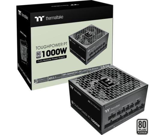 Thermaltake Toughpower PT 1000W, PC power supply 1x 12 pin high power GPU, 4x PCIe, cable management, 1000 watts Datoru barošanas bloki