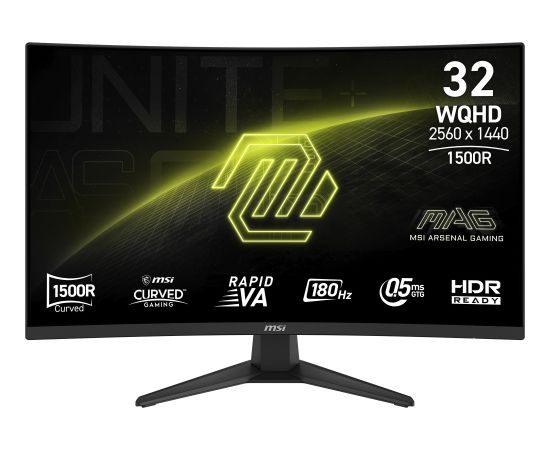 MSI MAG 321CQFDE E18, gaming monitor - 31.5 - black, WQHD, Rapid-VA, Curved, Adaptive-Sync, 180Hz panel Monitori