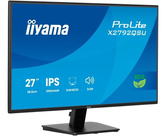 iiyama ProLite X2792QSU-B1, LED monitor - 27 - black (matt), QHD, IPS, HDMI, DP, USB hub, 120Hz panel Monitori
