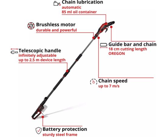 EINHELL Professional Cordless Pole Pruner GP-LC 18/20 Li T BL-Solo red/black, without battery and charger Новинки Для дома и сада 