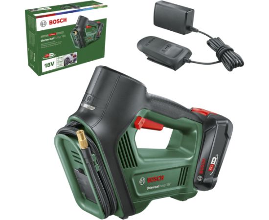 Bosch DIY & Garden Cordless Air Pump UniversalPump 18V Set green/black, Li-ion battery 2.0Ah, POWER FOR ALL ALLIANCE Компрессоры