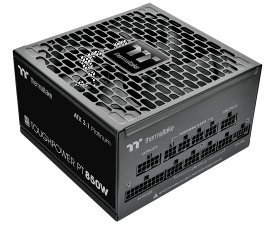 Thermaltake Toughpower PT 850W, PC power supply 1x 12 pin high power GPU, 4x PCIe, cable management, 850 watts Datoru barošanas bloki