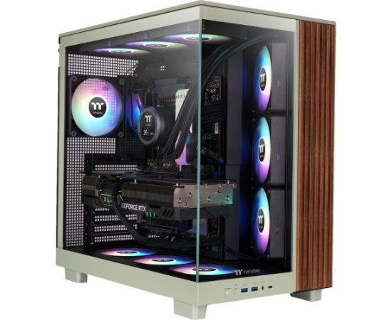 Thermaltake View 380 XL WS ARGB, Tower Case light green/wood, Tempered Glass x 2, Wood texture Datoru korpusi
