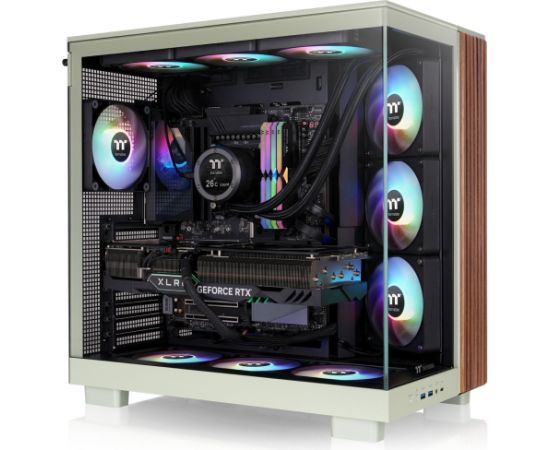 Thermaltake View 380 XL WS ARGB, Tower Case light green/wood, Tempered Glass x 2, Wood texture Datoru korpusi