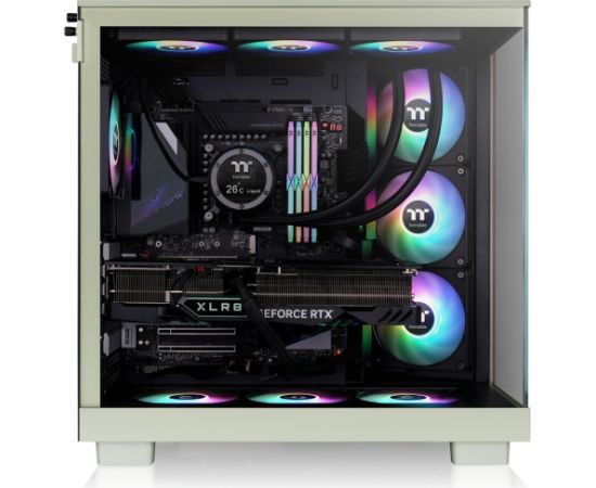 Thermaltake View 380 XL WS ARGB, Tower Case light green/wood, Tempered Glass x 2, Wood texture Datoru korpusi