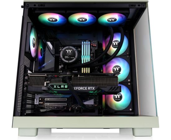 Thermaltake View 380 XL WS ARGB, Tower Case light green/wood, Tempered Glass x 2, Wood texture Datoru korpusi