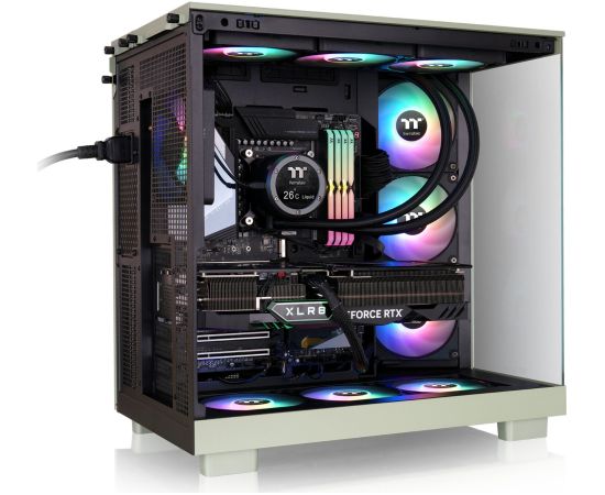 Thermaltake View 380 XL WS ARGB, Tower Case light green/wood, Tempered Glass x 2, Wood texture Datoru korpusi