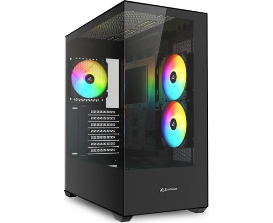 Sharkoon SK6 ARGB, Tower Case Black, Tempered Glass x 2 Datoru korpusi