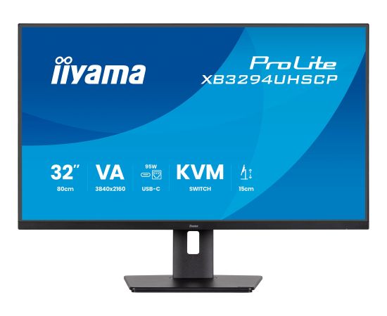 iiyama ProLite XB3294UHSCP-B1, LED monitor - 31.5 - black (matt), UltraHD/4K, VA, HDMI, DP, USB-C, USB hub Monitori
